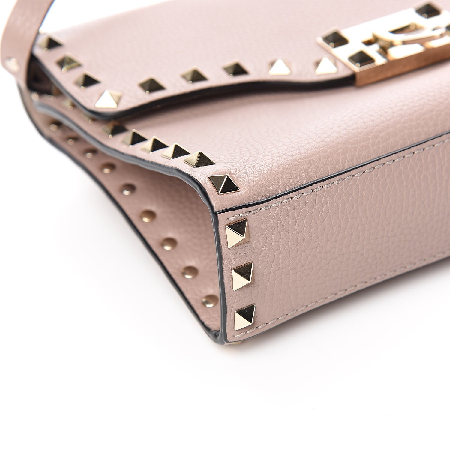 Valentino Garavani Pebbled Calfskin Medium Rockstud Flip Lock Crossbody Bag Poudre 7 of 9