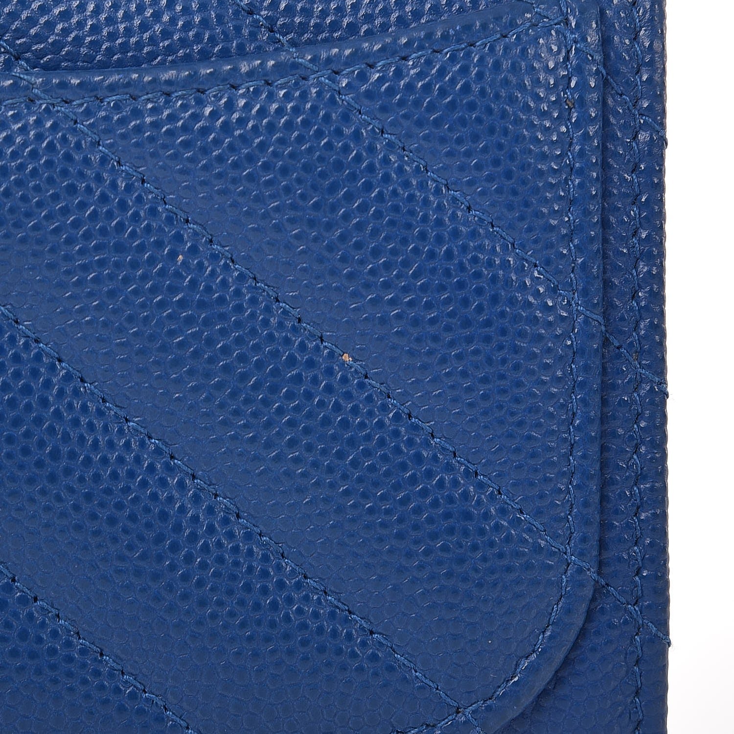 Chanel Caviar Chevron Quilted Card Holder Wallet Bright Blue 9 of 9