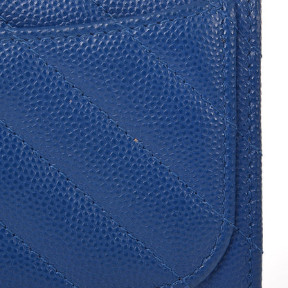 Chanel Caviar Chevron Quilted Card Holder Wallet Bright Blue 9 of 9