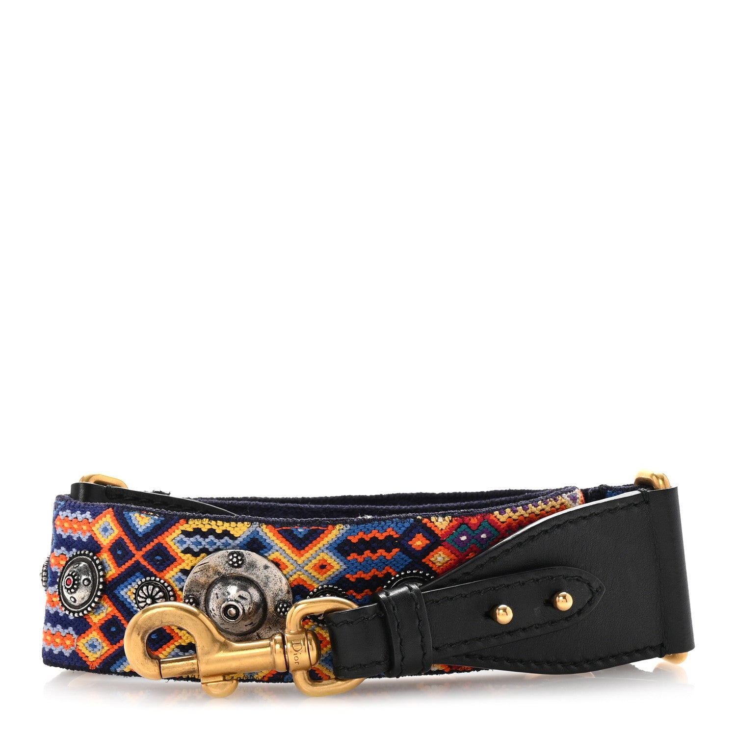 Christian Dior Canvas Embroidered Studded Mexico Shoulder Strap Multicolor 1 of 5