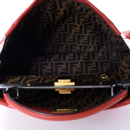 Fendi Goatskin Zucca Large Peekaboo Iconic Satchel Red 7 of 12