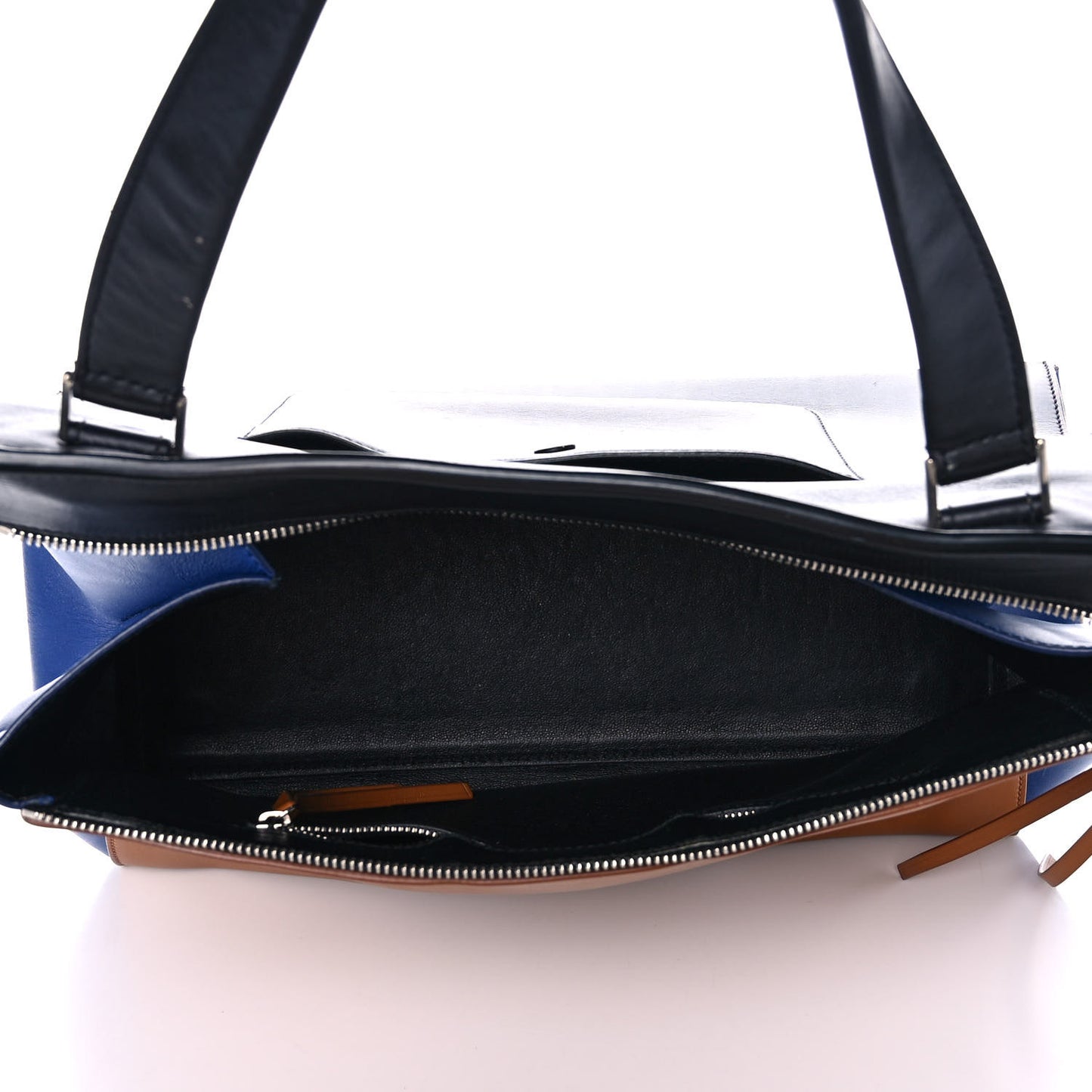 Smooth Calfskin Medium Tri-Color Edge Shoulder Bag Tan