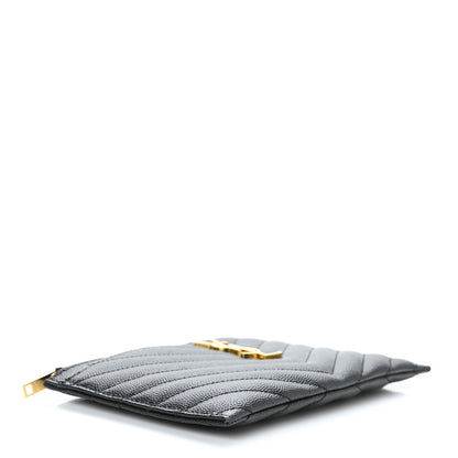 Saint Laurent Grain De Poudre Chevron Monogram Bill Pouch Black 4 of 6