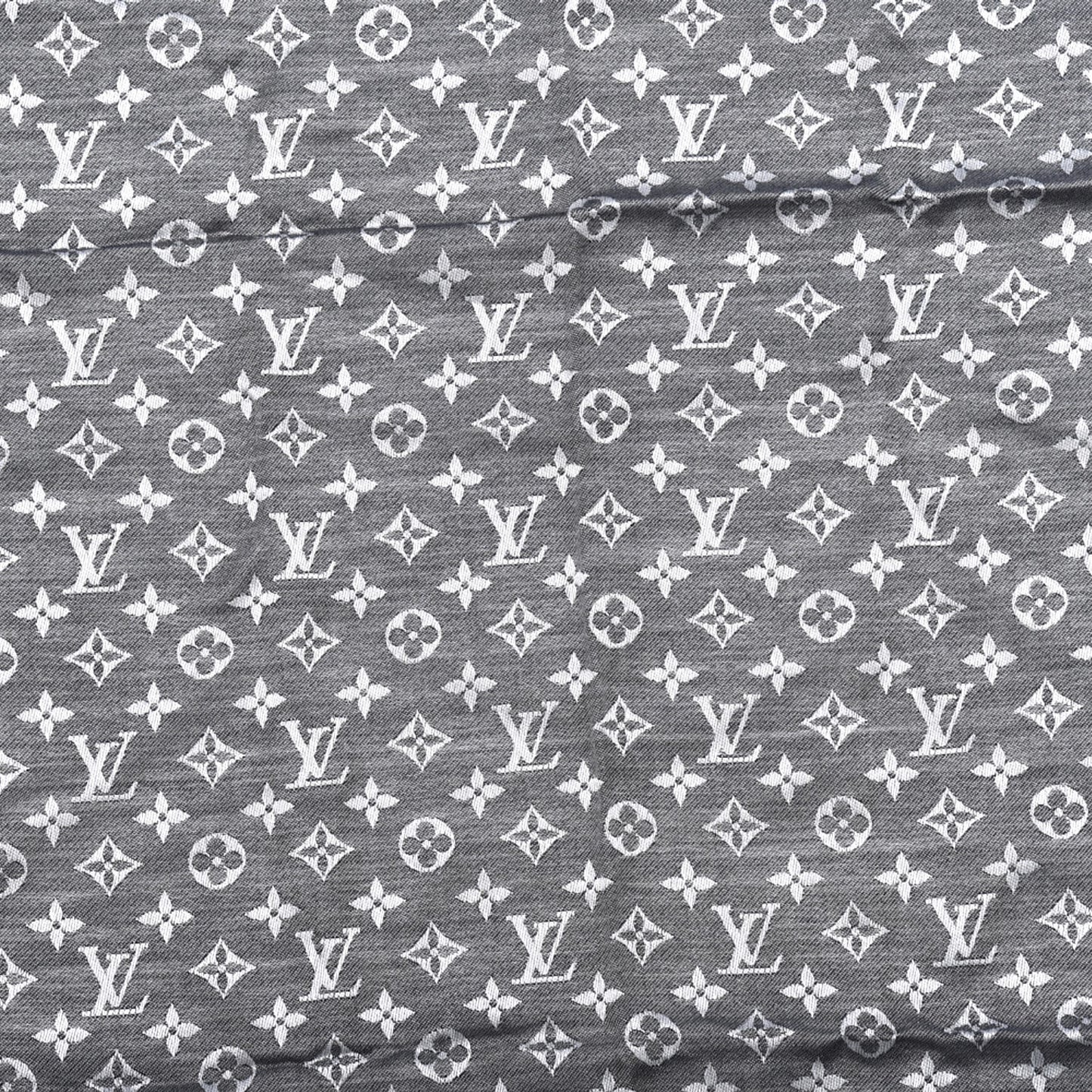 Silk Wool Monogram Denim Shawl Black