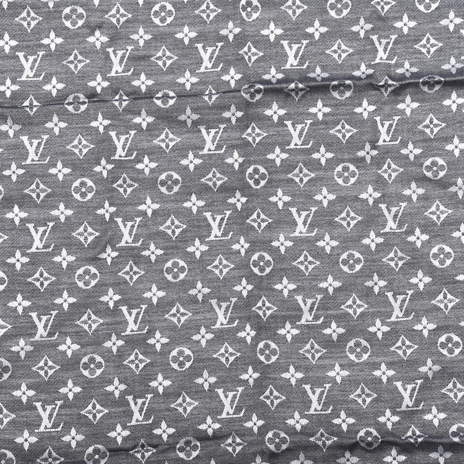 Louis Vuitton Silk Wool Monogram Denim Shawl Black 4 of 5