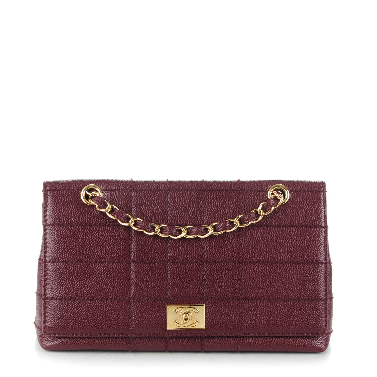 Chanel Caviar Square Stitched Medium Flap Burgundy 1 of 8