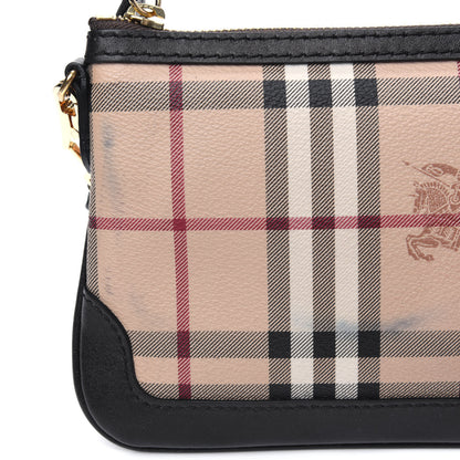 Burberry Haymarket Check Small Peyton Crossbody Clutch Bag Chocolate 12 of 18