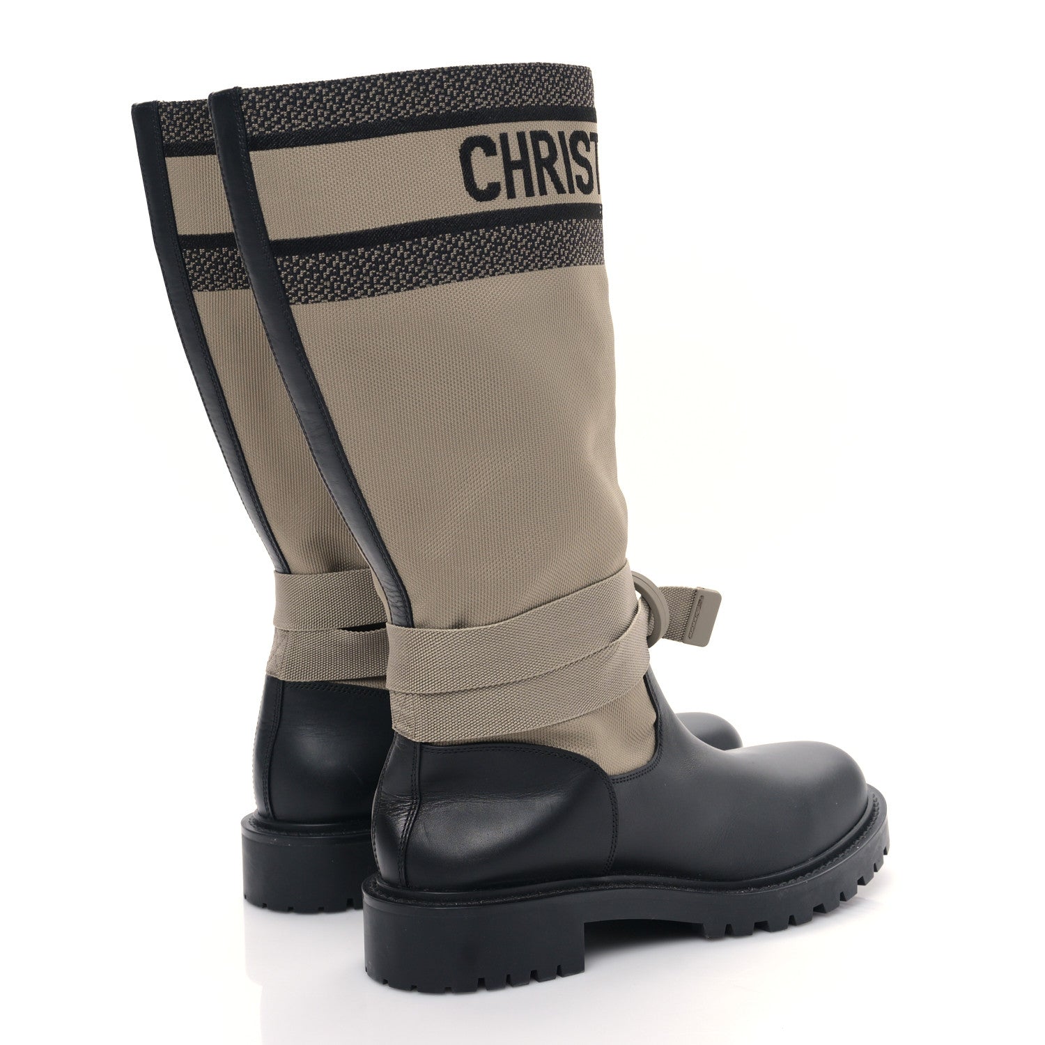 Christian Dior Technical Fabric Calfskin D-Major Boots 37 Taupe Black 4 of 8