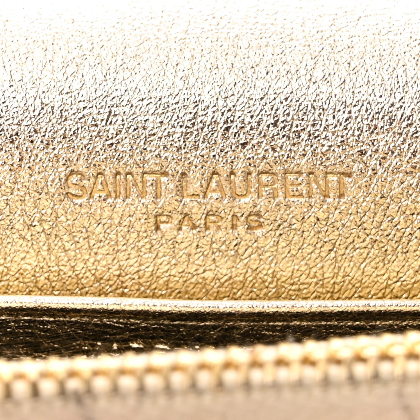 Metallic Calfskin Monogram Envelope Chain Wallet Gold