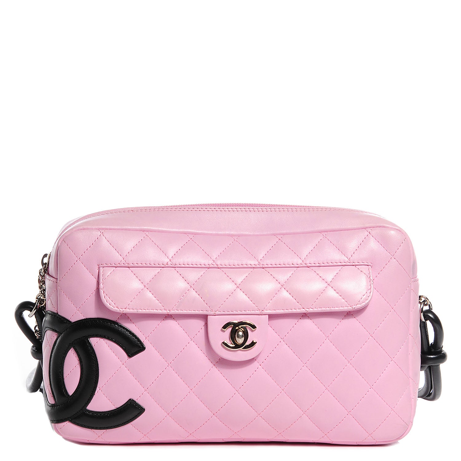 Chanel Calfskin Quilted Cambon Camera Bag Pink Black 1 of 7