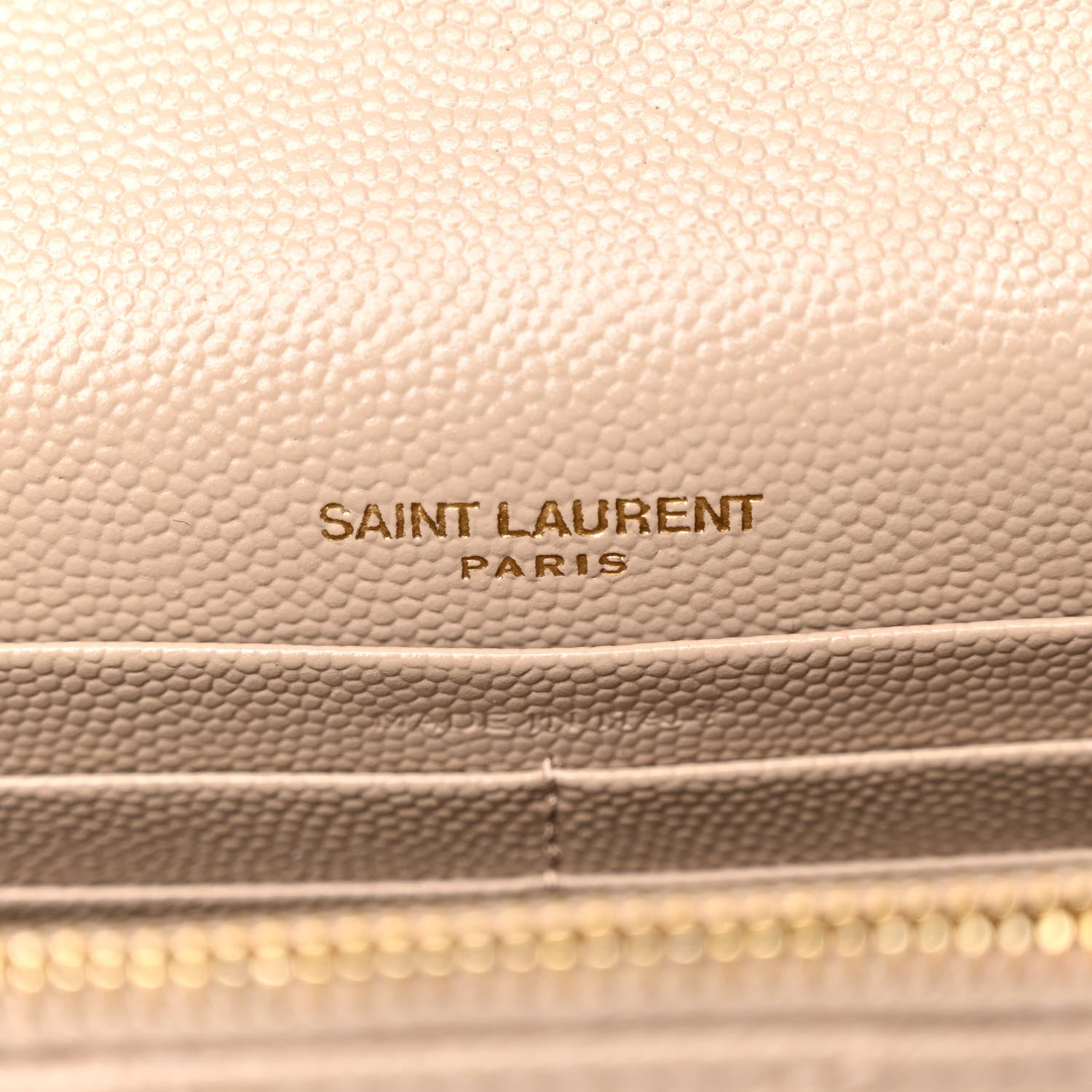 Saint Laurent Grain De Poudre Matelasse Chevron Monogram Envelope Chain Wallet Dark Beige 6 of 10
