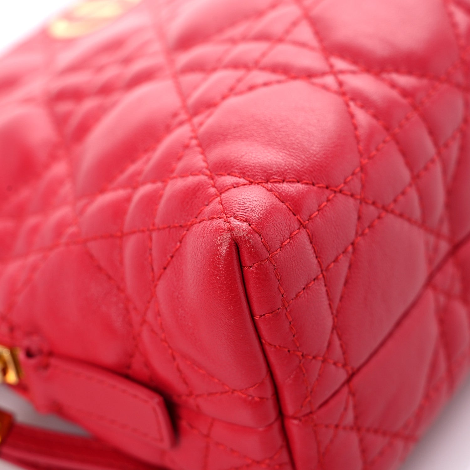 Christian Dior Lambskin Cannage Caro Beauty Pouch Raspberry 7 of 10