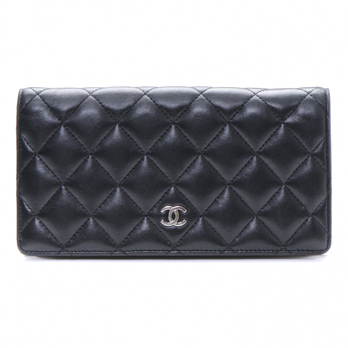 Lambskin Quilted Yen Wallet Black