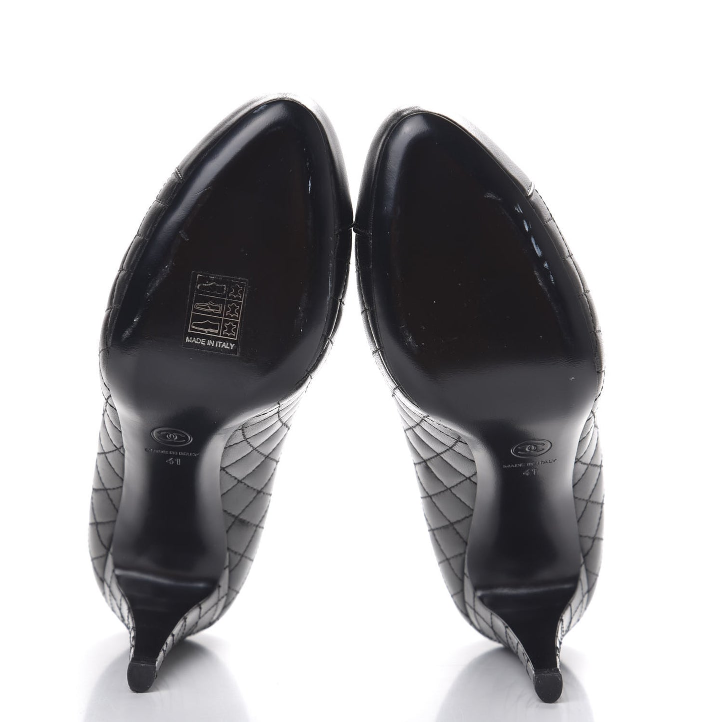 Lambskin Quilted Cap Toe Pumps 41 Black