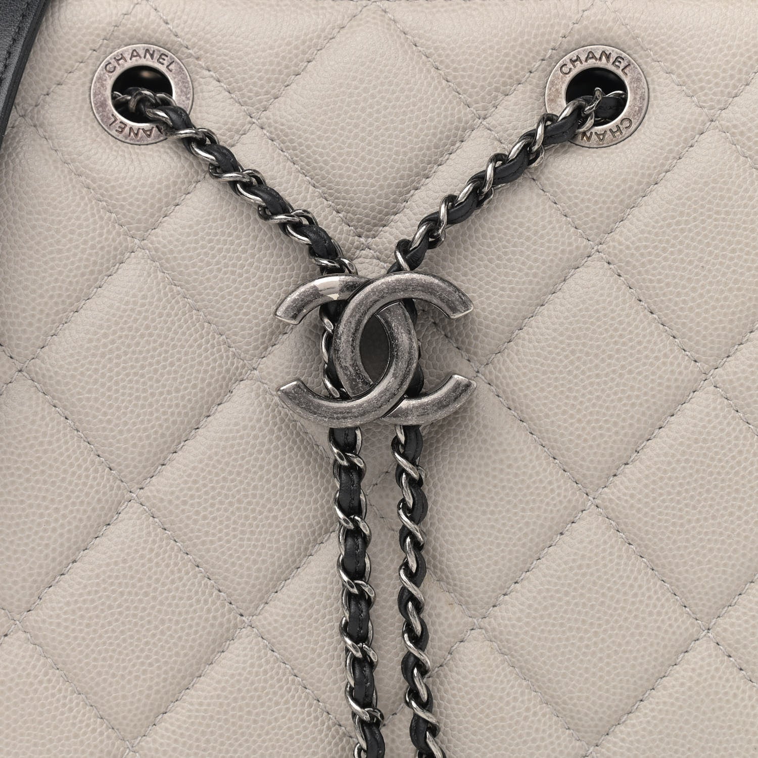 Chanel Caviar Quilted Small CC Bucket Bag Grey 8 of 12