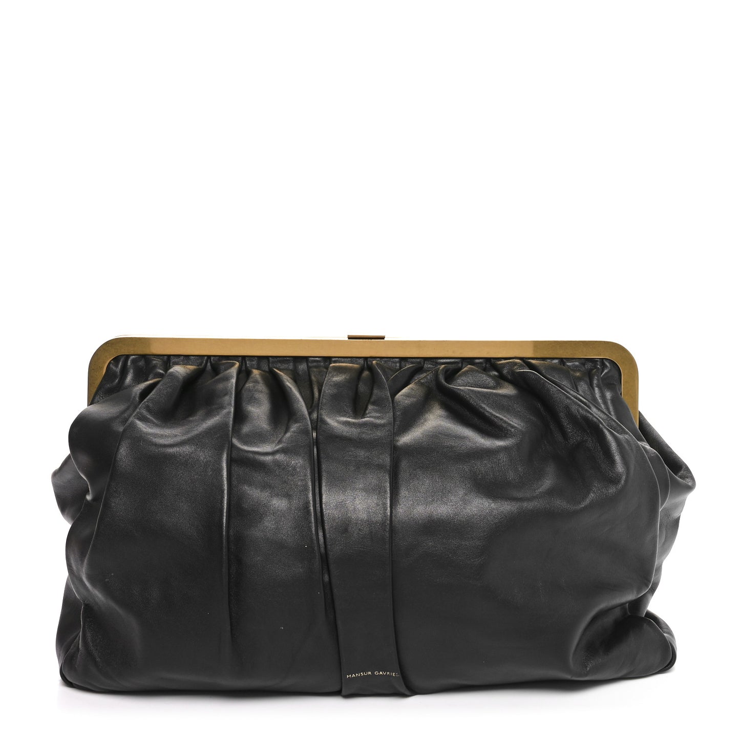 Lambskin Wave Frame Clutch  Black