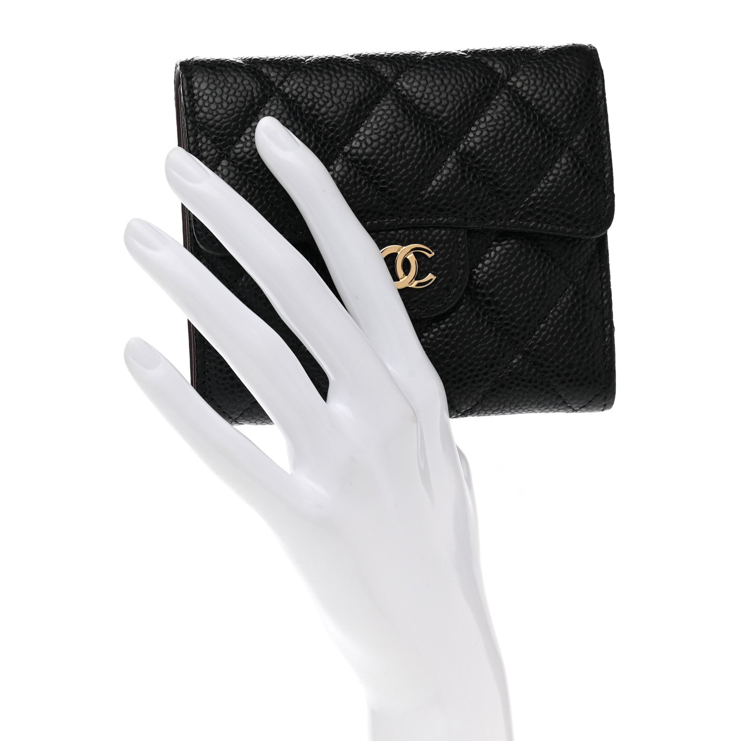 Chanel Caviar Quilted Compact Flap Wallet Black 2 of 9
