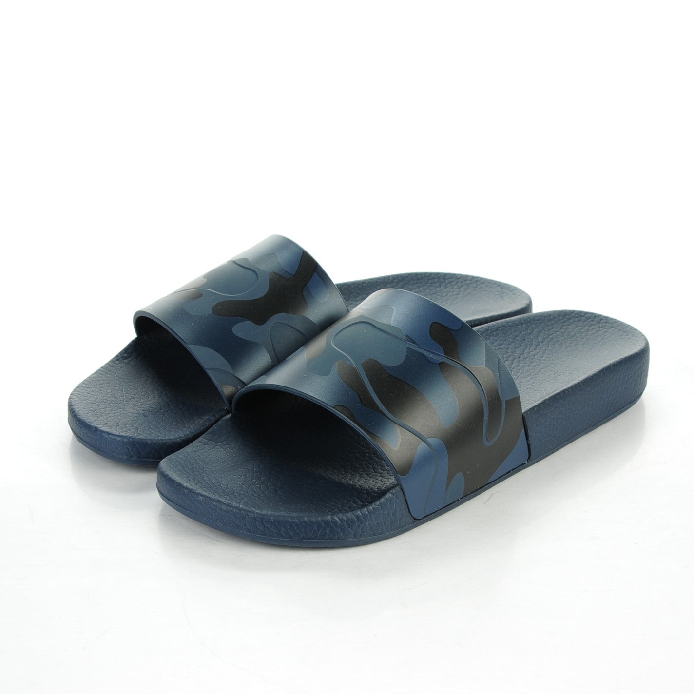 Rubber Camo Slide Sandals 41 Blue