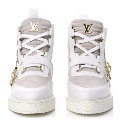 Louis Vuitton Calfskin Suede Mens Creeper Ankle Boots 7.5 White 2 of 9