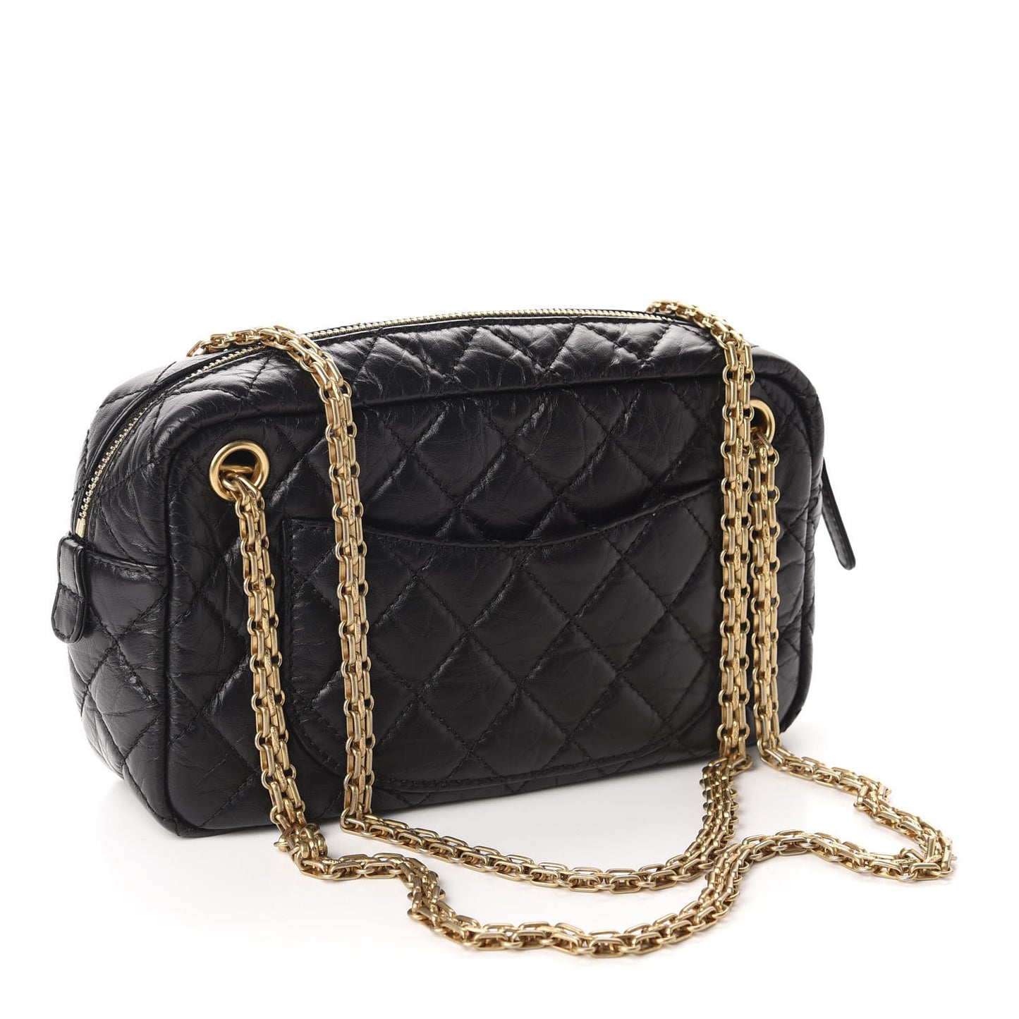 Aged Calfskin Quilted Medium Reissue Camera Case Black