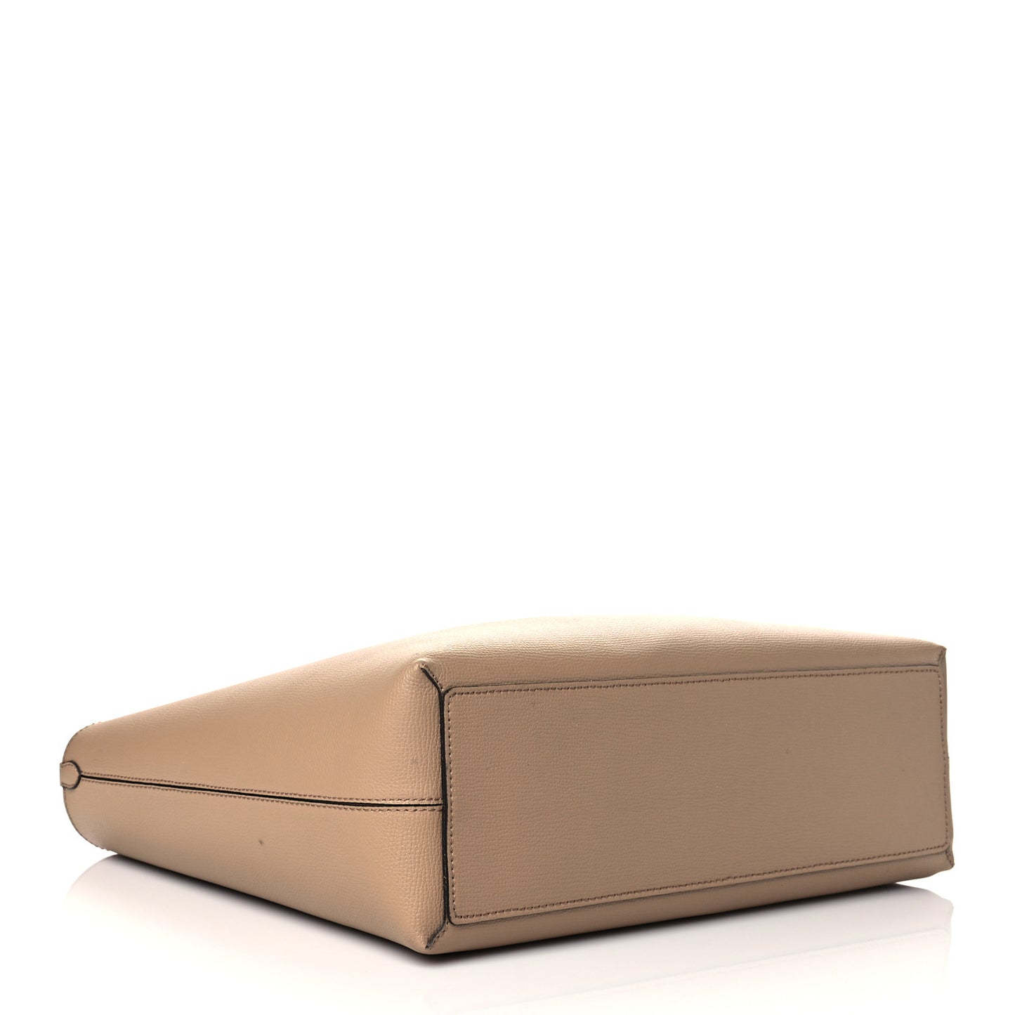 Grainy Calfskin Haymarket Check Small Reversible Tote Mid Camel