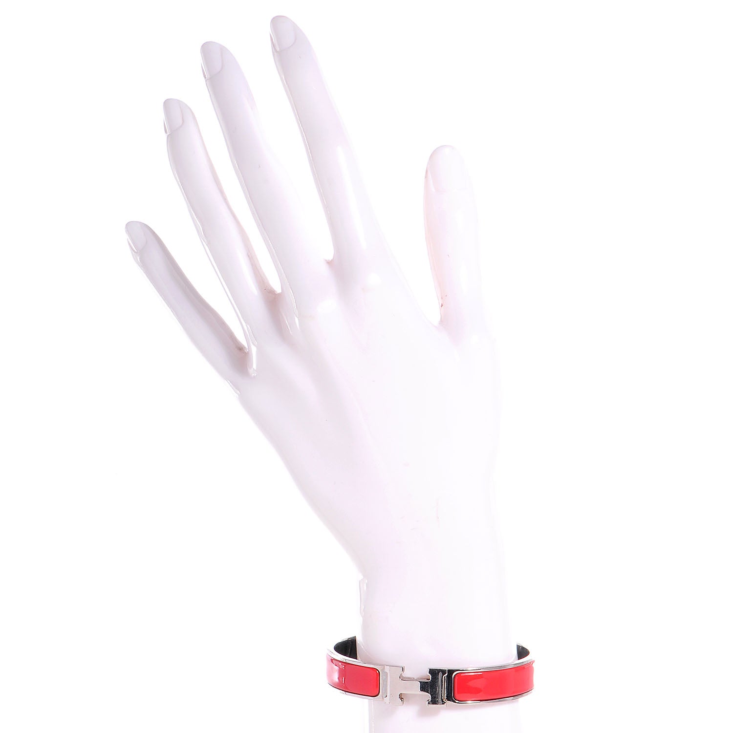 Hermes Narrow Enamel Clic Clac H Bracelet PM Framboise 2 of 5