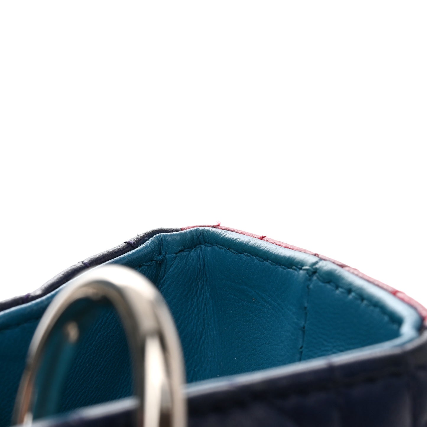 Lambskin Cannage Medium Tri-Color Lady Dior Sapphire Fuchsia Turquoise