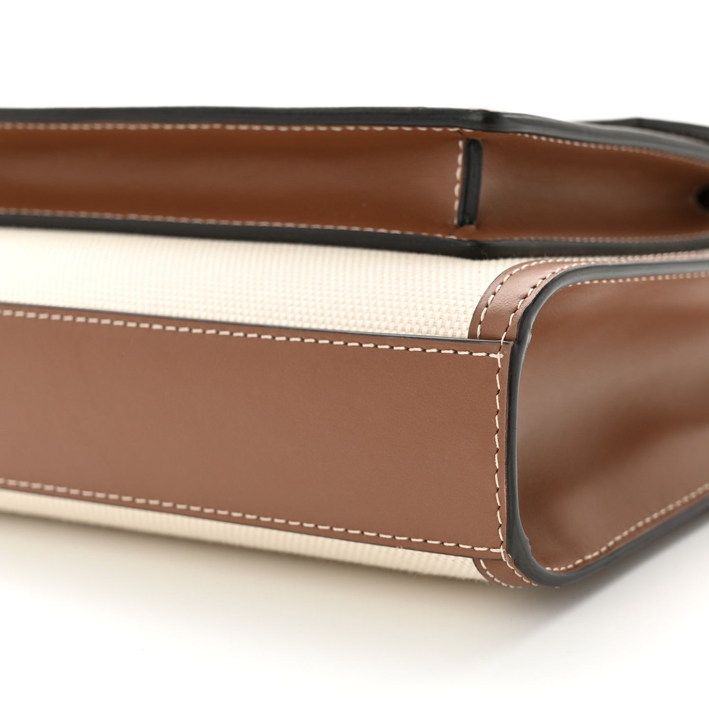 Canvas Smooth Calfskin Two Tone Mini Pocket Bag Natural Malt Brown