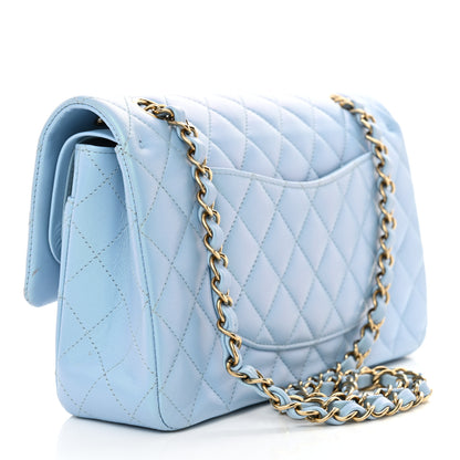 Chanel Iridescent Lambskin Quilted Medium Double Flap Light Blue 3 of 14