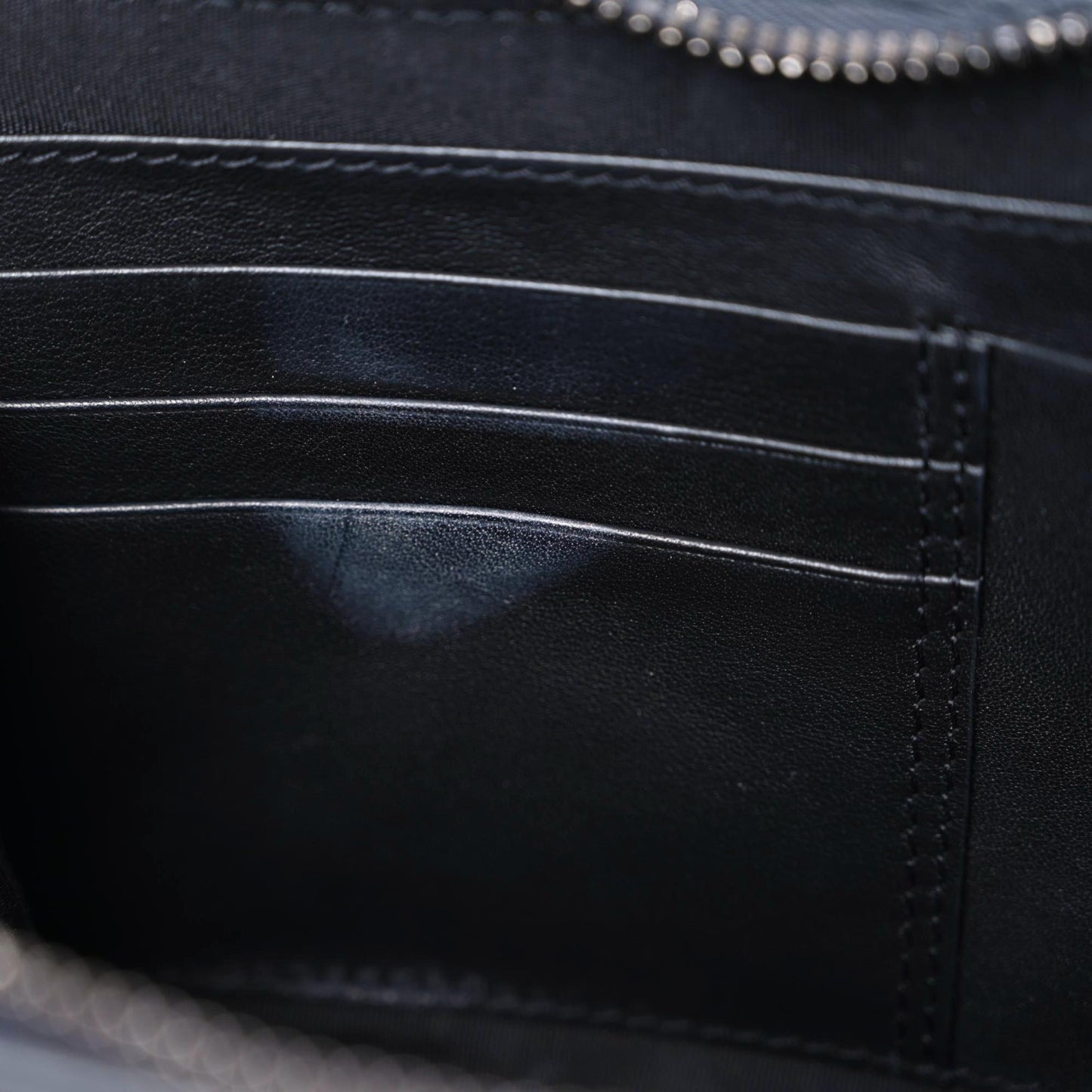 Grained Calfskin Double Zip Crossbody Pouch Blue