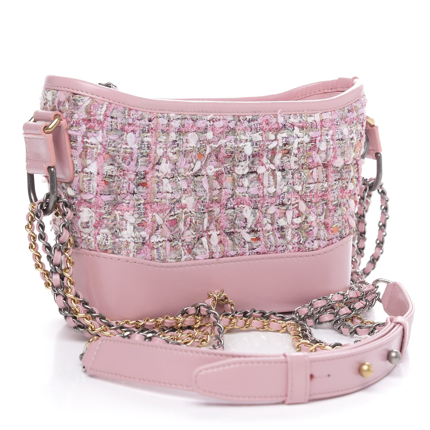 Chanel Tweed Calfskin Small Gabrielle Hobo Light Pink 3 of 10