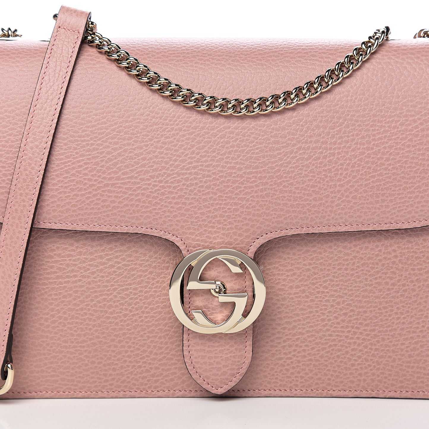 Dollar Calfskin Interlocking G Shoulder Bag Soft Pink