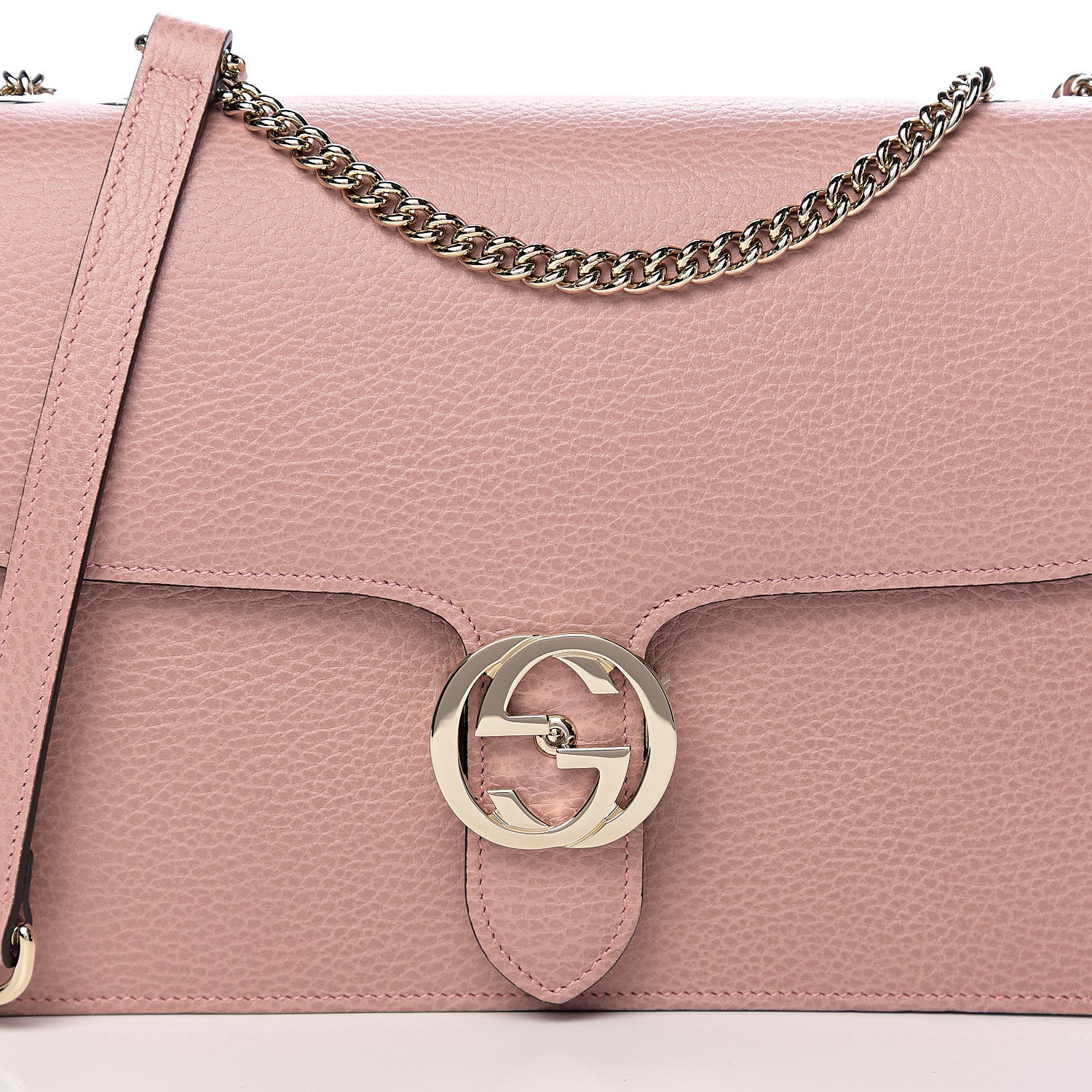 Gucci Dollar Calfskin Interlocking G Shoulder Bag Soft Pink 7 of 9