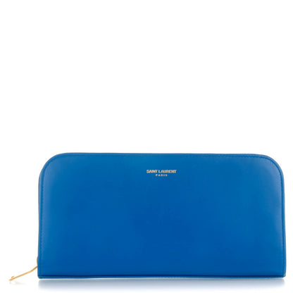 Saint Laurent Calfskin Classic Zip Around Wallet Blue 1 of 7