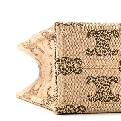 Celine Raffia Effect Calfskin Triomphe Jacquard Small Cabas Natural Tan 8 of 9
