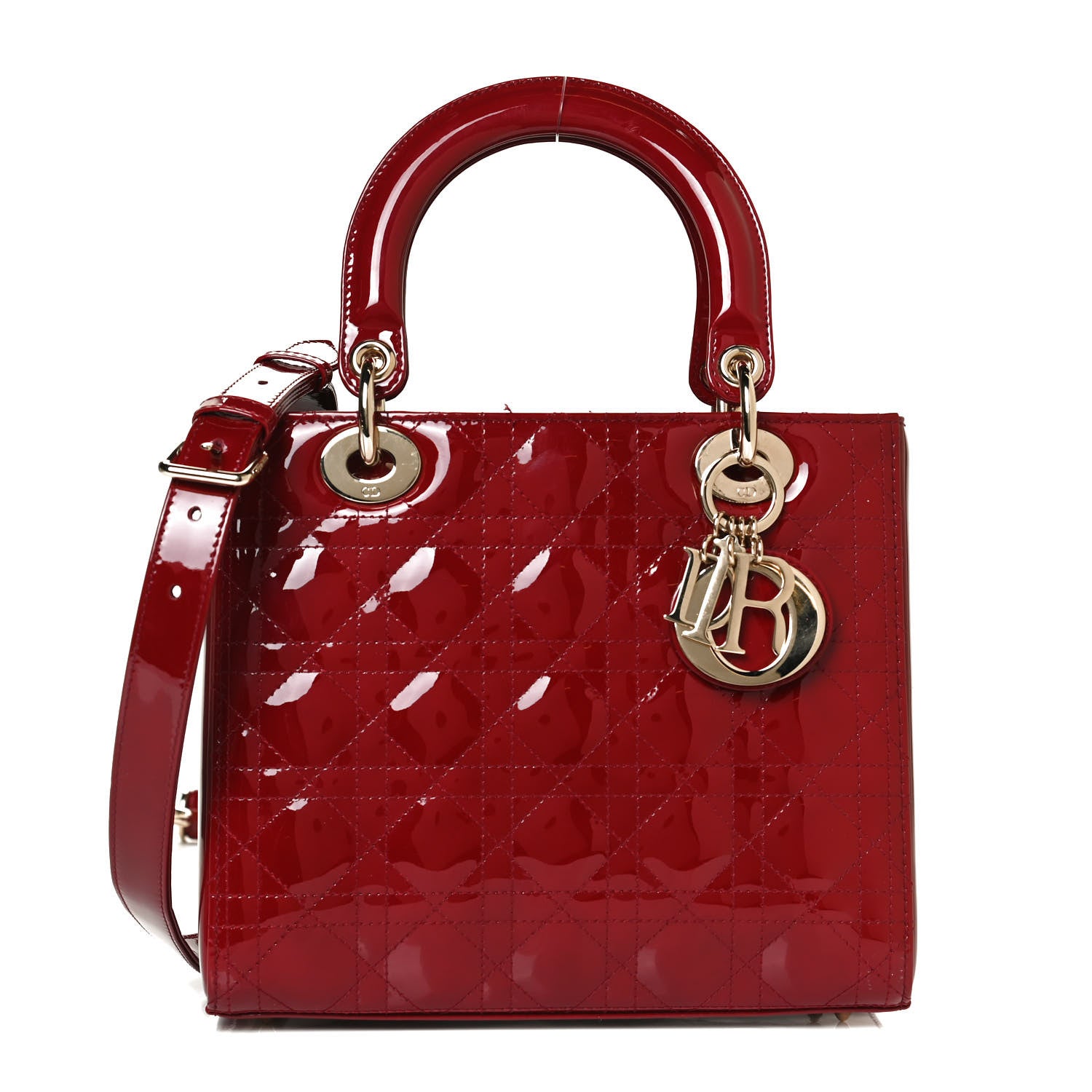 Christian Dior Patent Cannage Medium Lady Dior Red 1 of 11