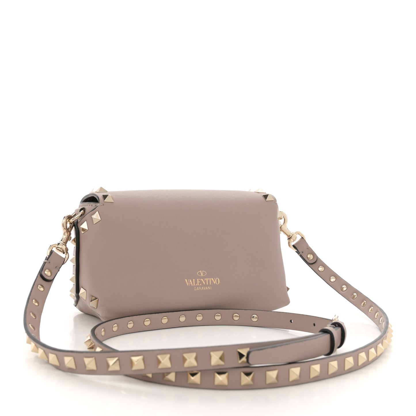 Calfskin Mini Rockstud Crossbody Bag Poudre