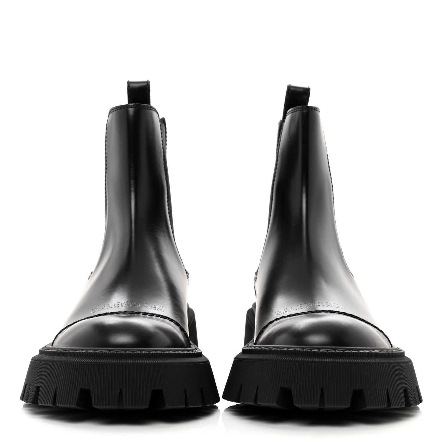 Balenciaga Jive Smooth Calfskin Logo Embossed Womens Tractor 20mm Chelsea Boots 36 Black 2 of 8