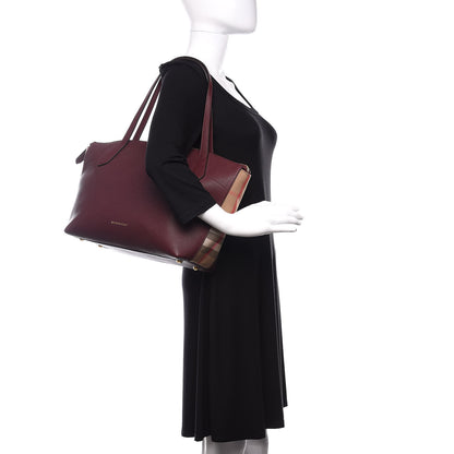 Burberry Derby Calfskin House Check Medium Welburn Tote Mahogany Red 2 of 10