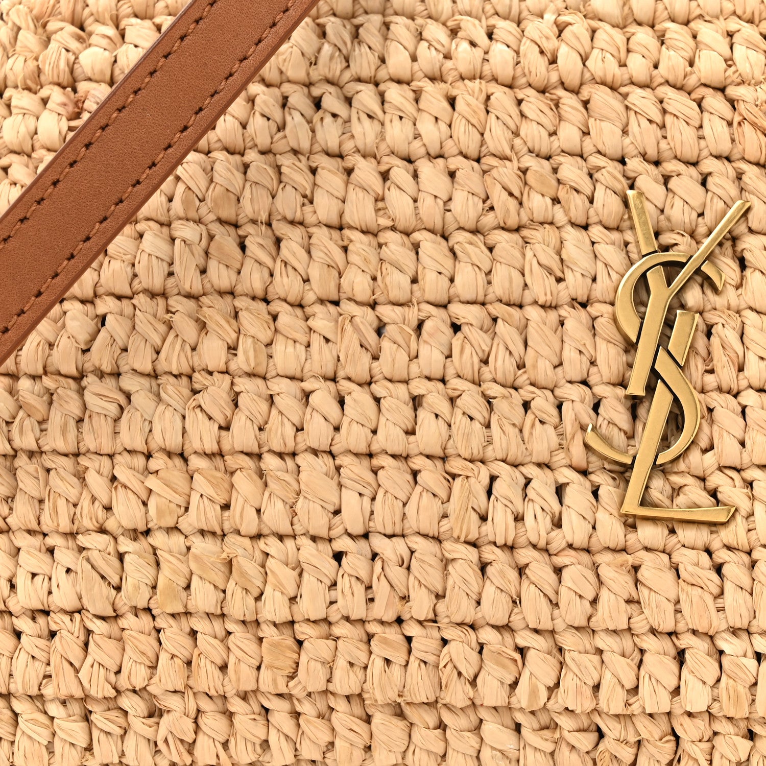 Saint Laurent Raffia Calfskin Gaby Crossbody Bag Natural Brick 8 of 11