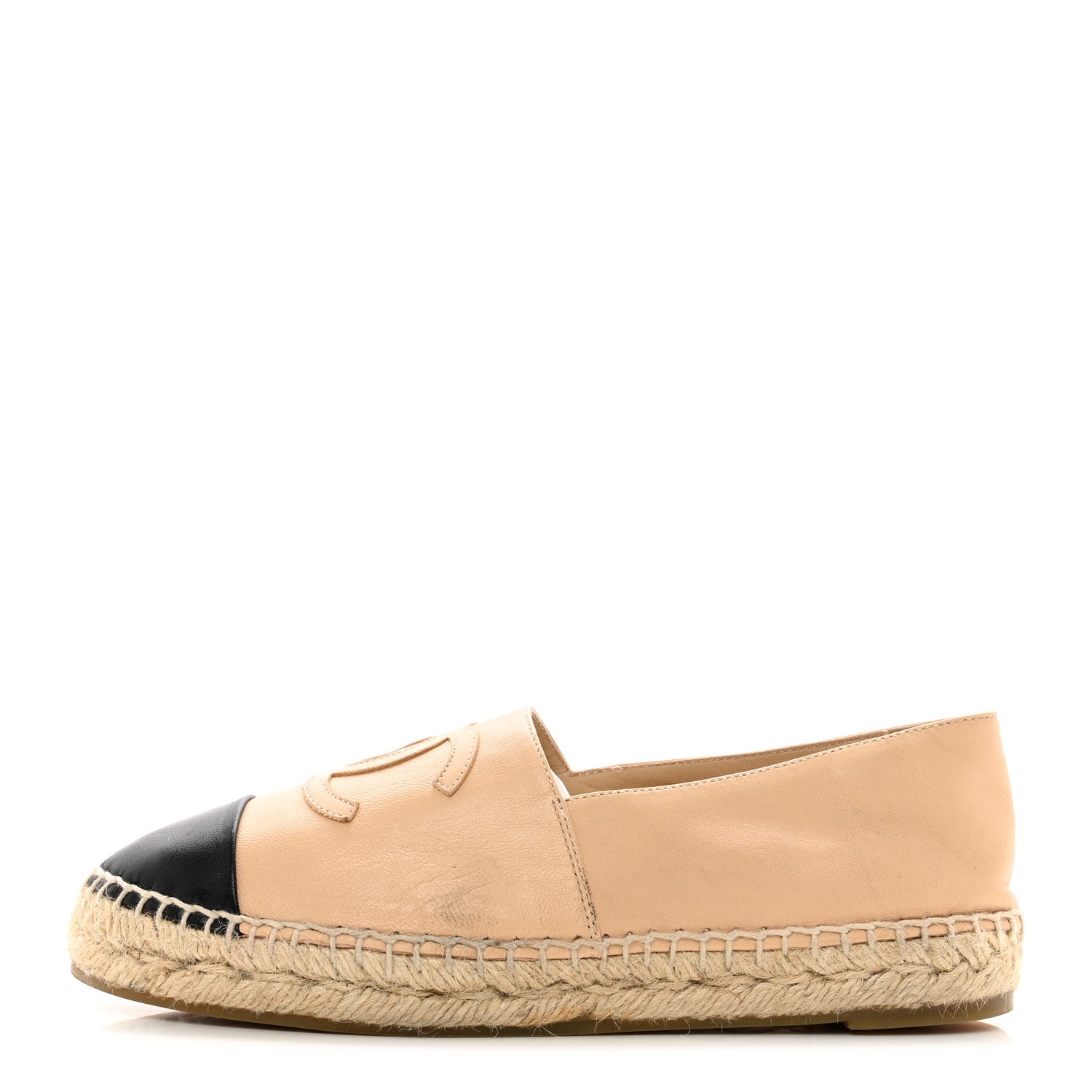 Chanel Lambskin CC Espadrilles 37 Beige Black 1 of 9