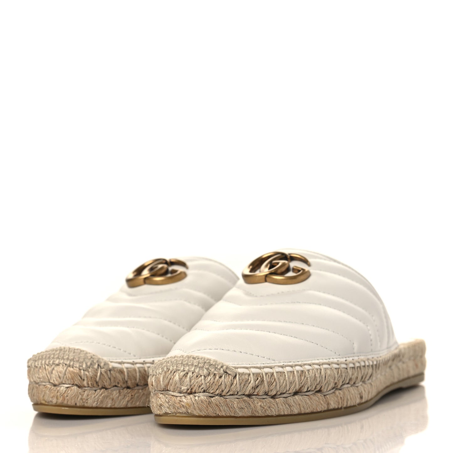 Nappa Matelasse GG Marmont Espadrille Slippers 39 Great White