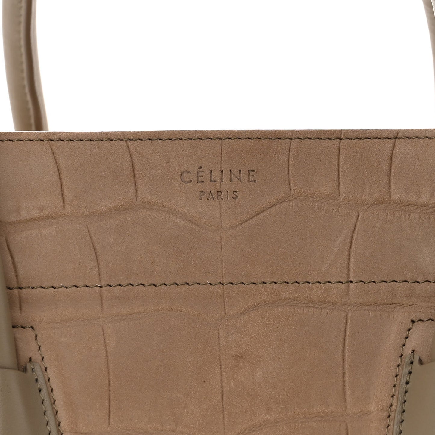 Crocodile Embossed Nubuck Phantom Luggage Beige