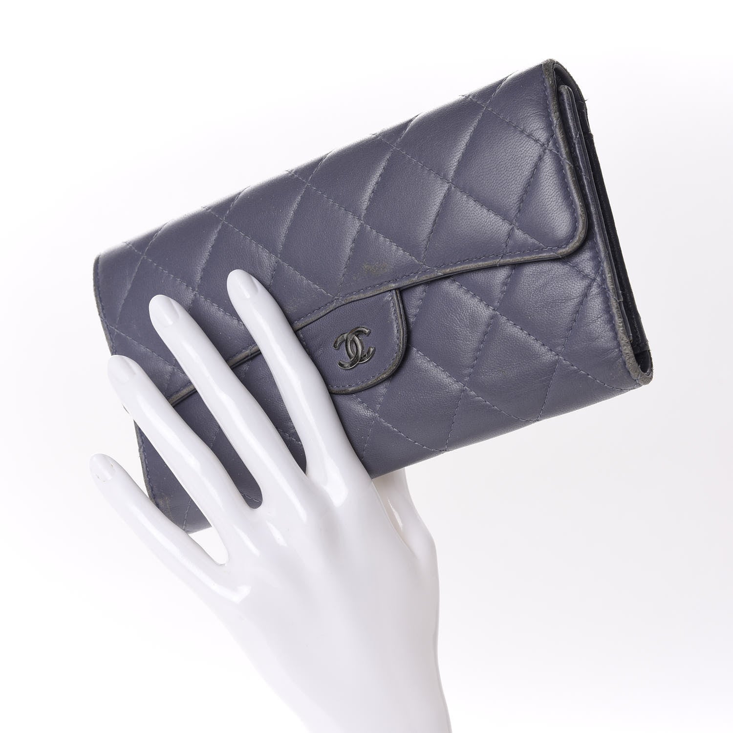 Chanel Lambskin Quilted Large Flap Wallet Purple 2 of 15