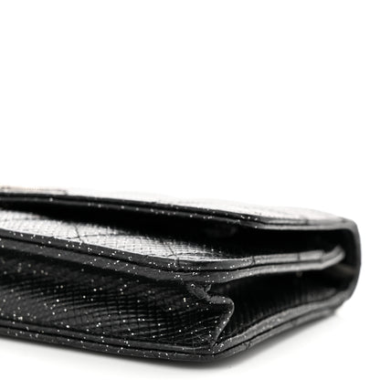 Chanel Glitter Calfskin Quilted Wallet on Chain WOC Black Silver 11 of 13