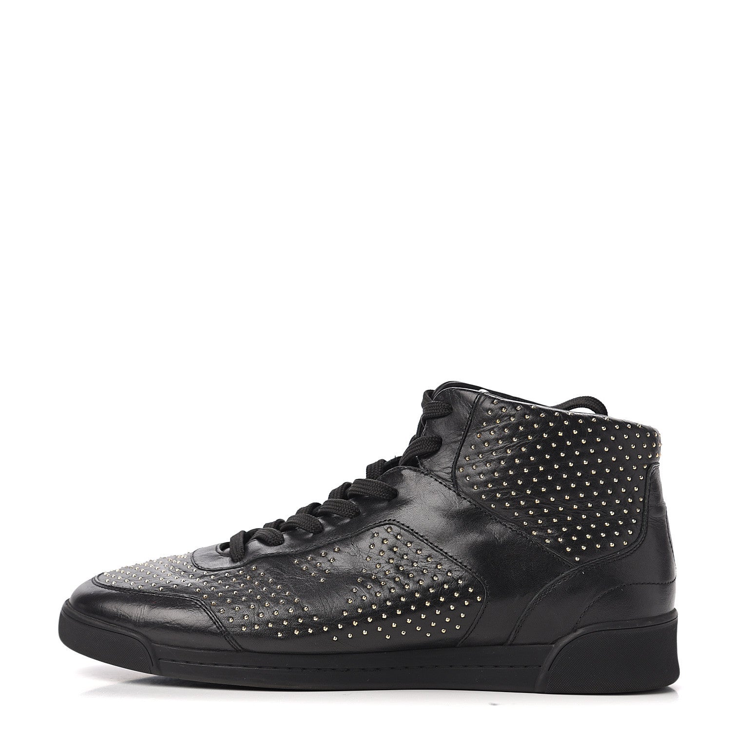 Louis Vuitton Calfskin Studded High Top Sneakers 37 Black 1 of 7