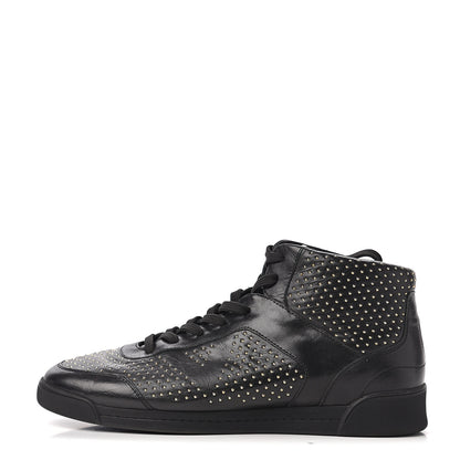 Louis Vuitton Calfskin Studded High Top Sneakers 37 Black 1 of 7