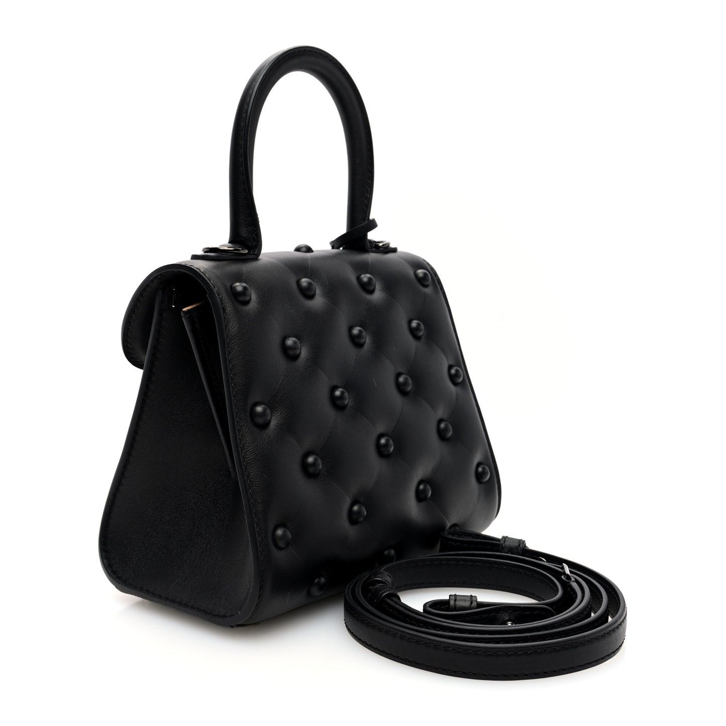 Grained Rodeo Calfskin Quilted Mini Brillant Satchel Black