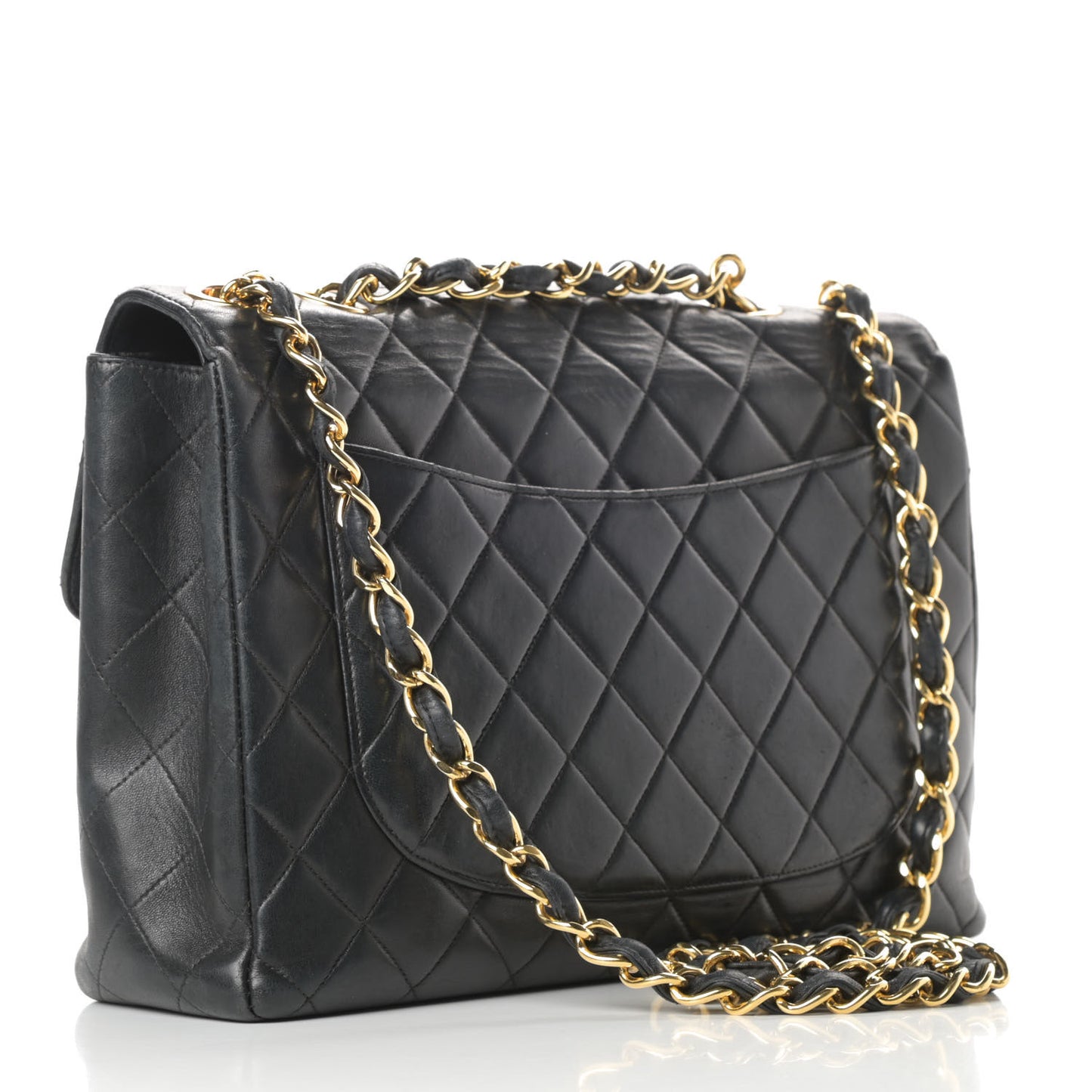 Lambskin Quilted XL Jumbo Single Flap Black