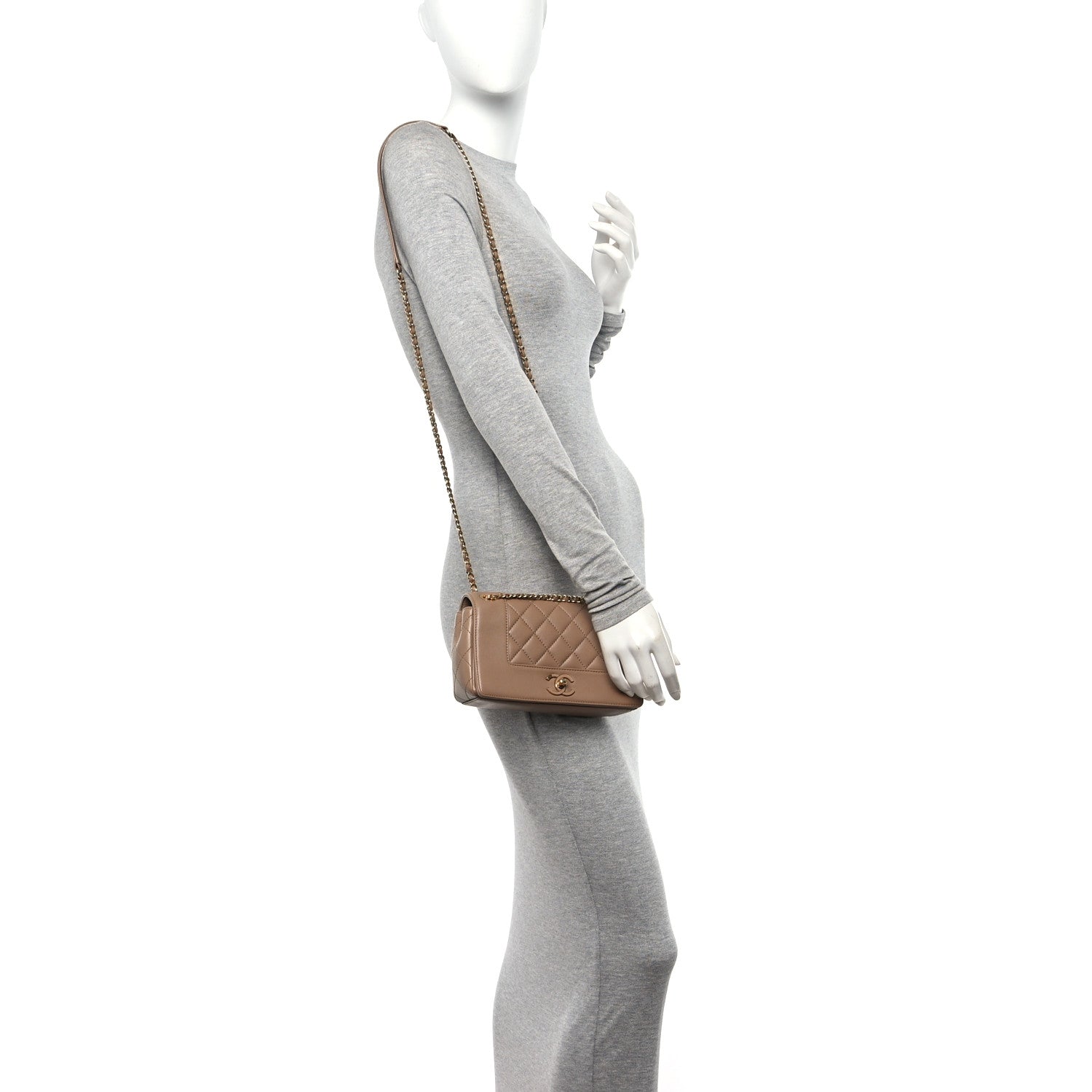 Chanel Sheepskin Quilted Small Vintage Mademoiselle Flap Beige 2 of 10